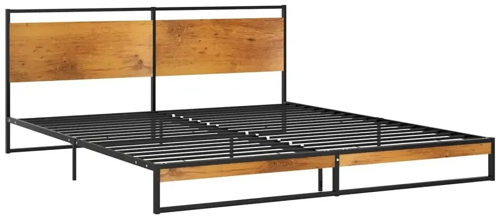 Czarne metalowe łóżko małżeńskie 160x200 cm - Zana