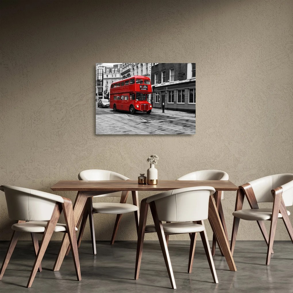 Obraz na szkle - Londyn z autobusem (70x50 cm)