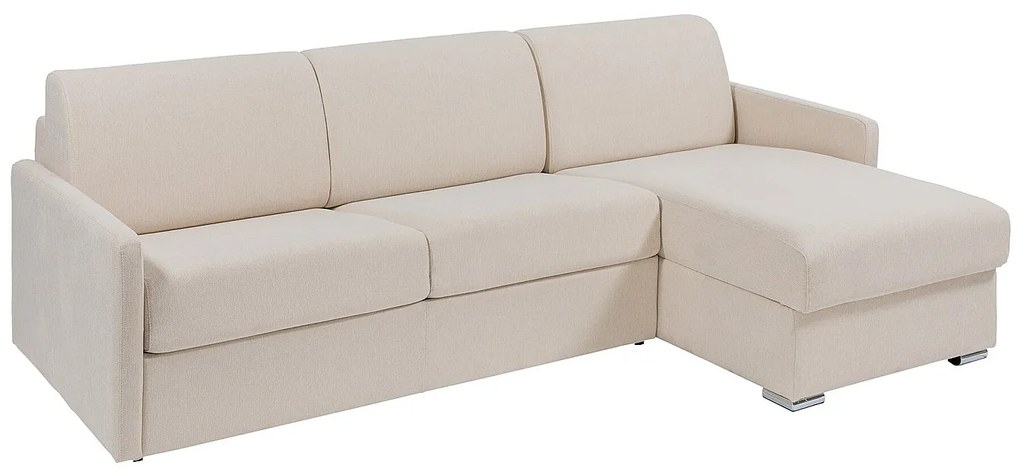 Kanapa narożna dwustronna rozkładana typu express z beżową tapicerką - Miejsce do spania 160 cm - Materac 18 cm - CALIFE
