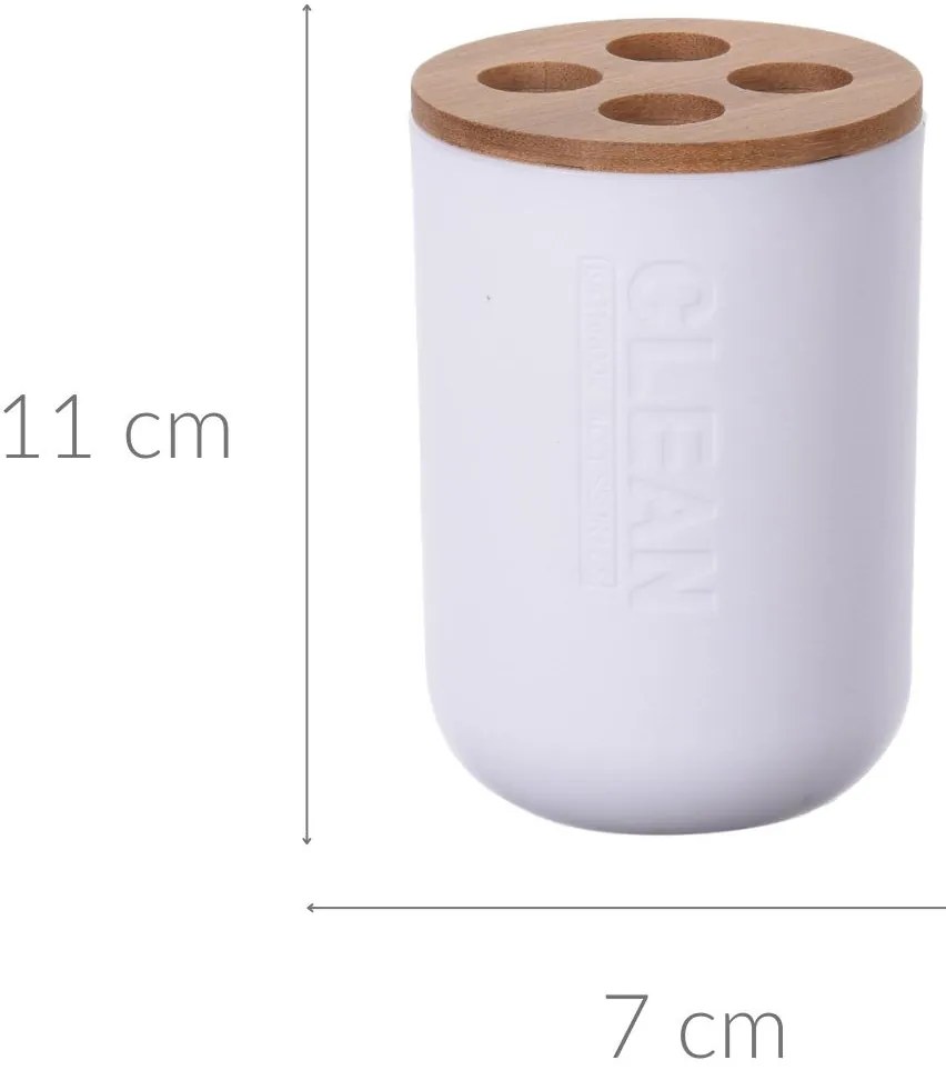 Kubek na szczoteczki z bambusowym wieczkiem