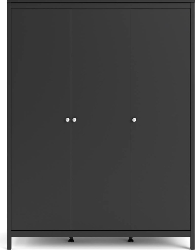 Trzydrzwiowa szafa ubraniowa w kolorze czarnym Madrid 3D