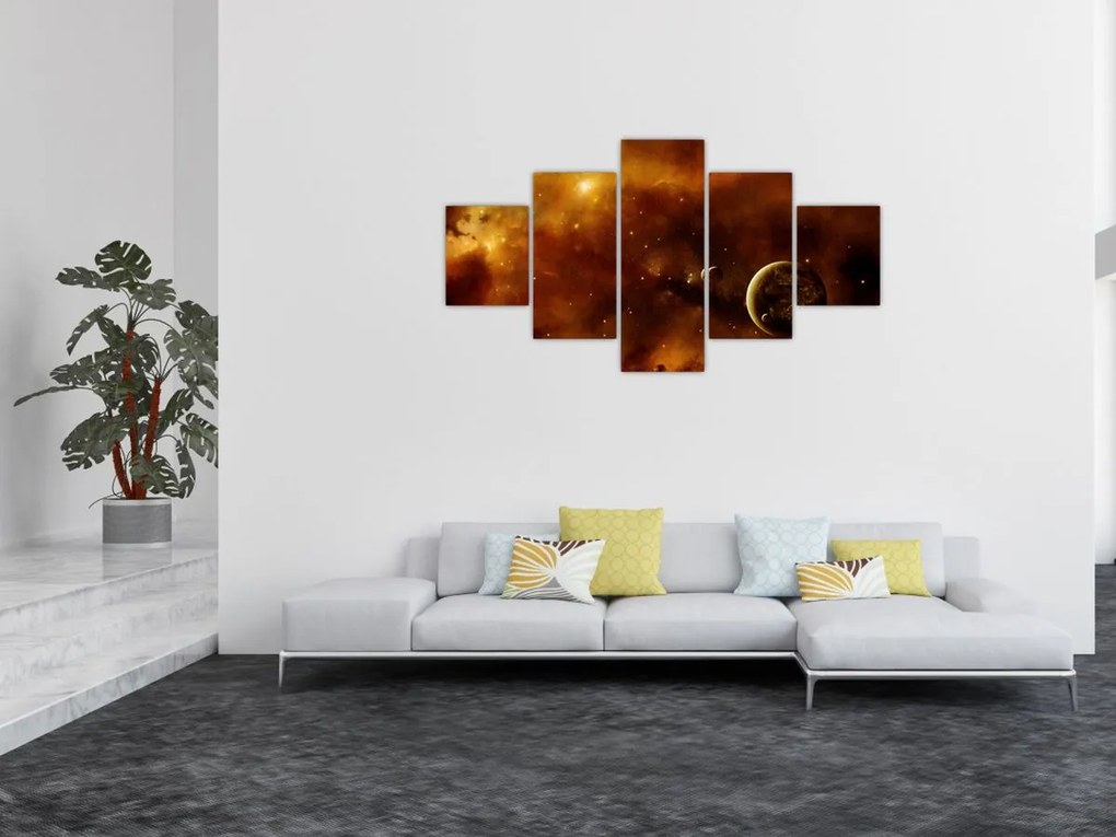 Obraz - Planety z mgławicą (125x70 cm)