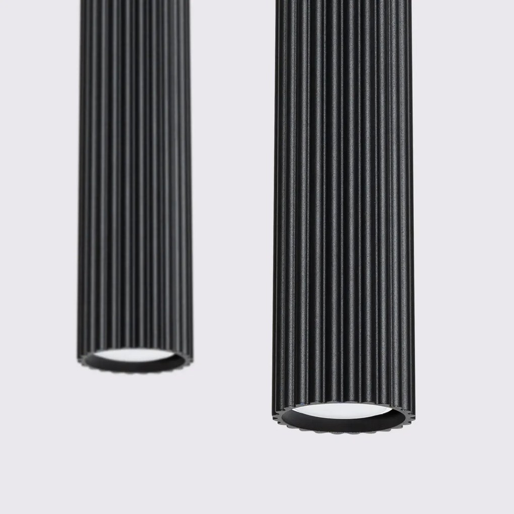 Lampa wisząca KARBON 2 czarna ryflowana SOLLUX  LIGHTING