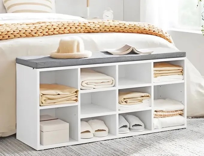 Duży regał na buty z siedziskiem Noa 015, biały
