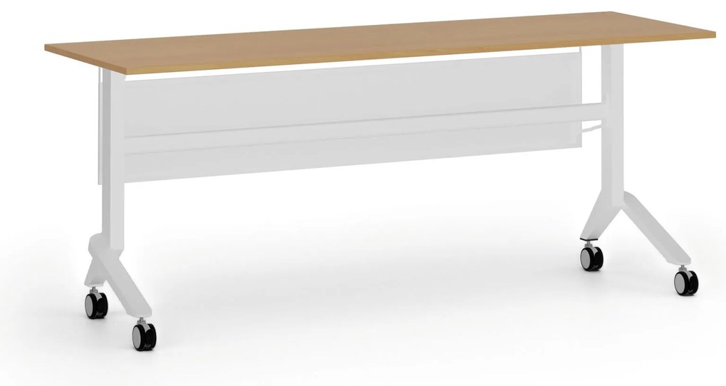 Mobilny stół PRIMO MOVE, 180x60 cm, biała podstawa, buk