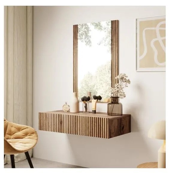 Półka ścienna + naścienne lustro WITH dąb wotan