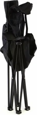 Składane krzesło kempingowe z uchwytem na kubek, czarne