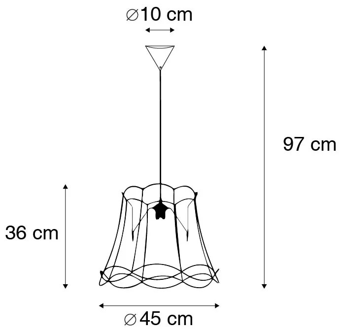 Lampa wisząca Retro czarna 45 cm - Granny Frame Retro Oswietlenie wewnetrzne