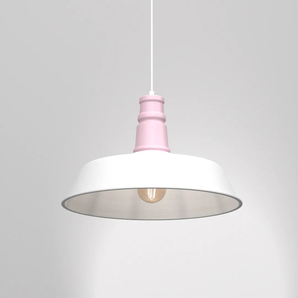 Lampa wisząca ENZO WHITE/PINK 1xE27, biała, różowe, pojedyncza