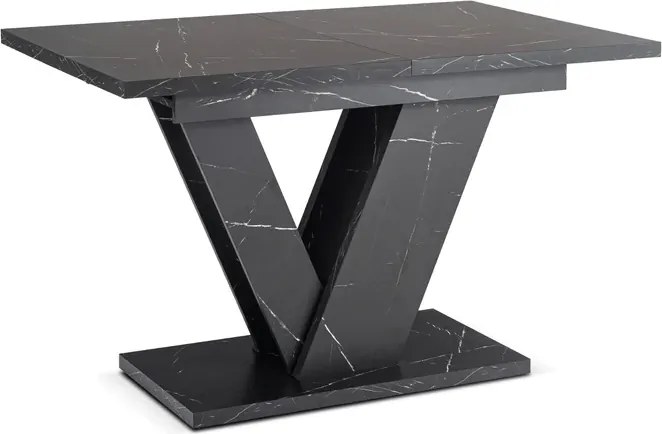 Stół Prostokątny Rozkładany CLARK 120-160 cm Czarny Marmur Glamour