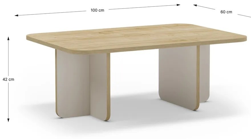Kremowy/w naturalnym kolorze stolik z blatem w dekorze dębu 56x100 cm Hillary – Marckeric