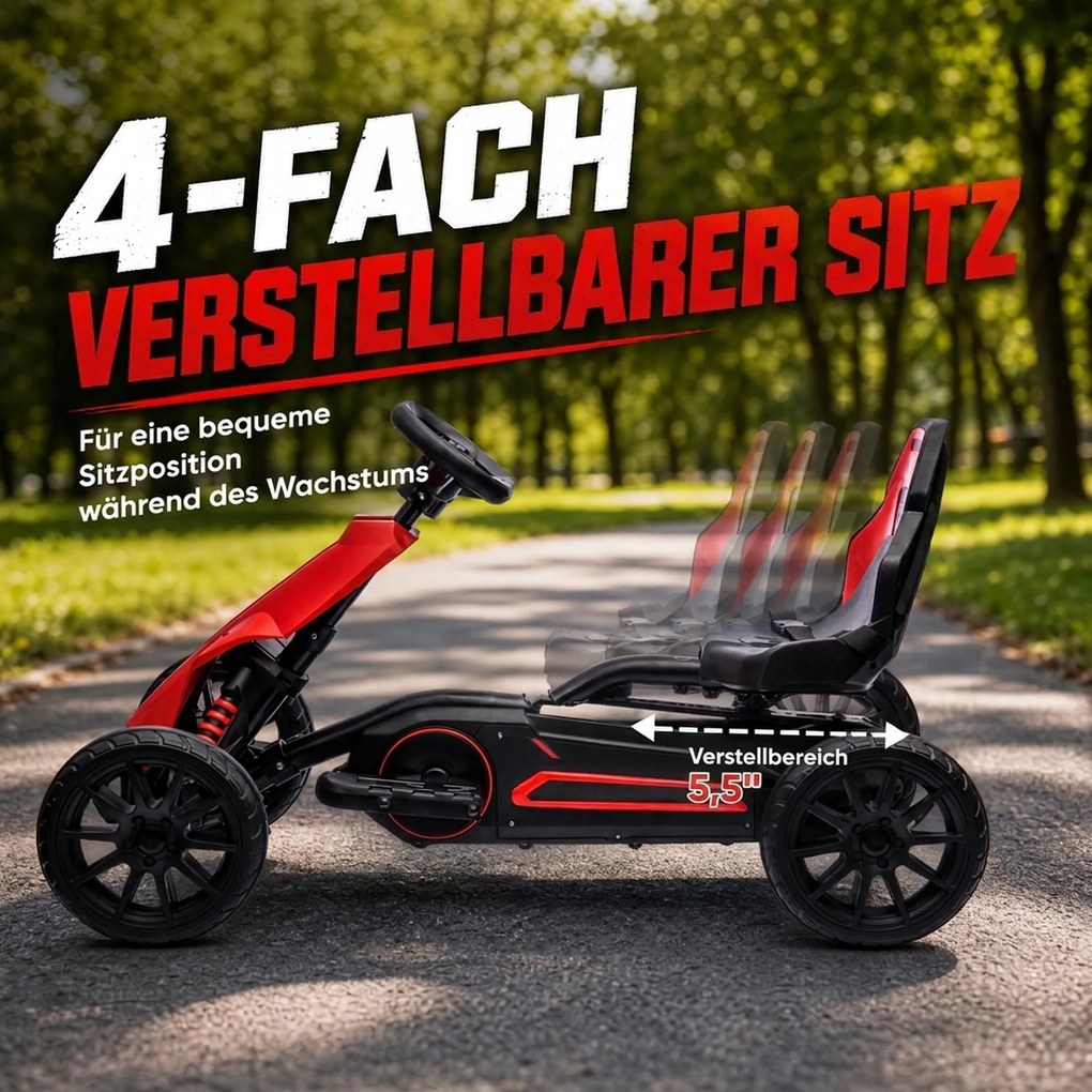 HOMCOM Elektryczny gokart dla dzieci 3-5 km/h z 2-stopniową regulacją prędkości, pasem bezpieczeństwa, kołami EVA, dla 3-8 lat | Aosom PL