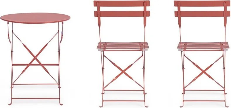 Stalowy zestaw mebli ogrodowych w kolorze terakoty dla 2 osób Austin – Bizzotto