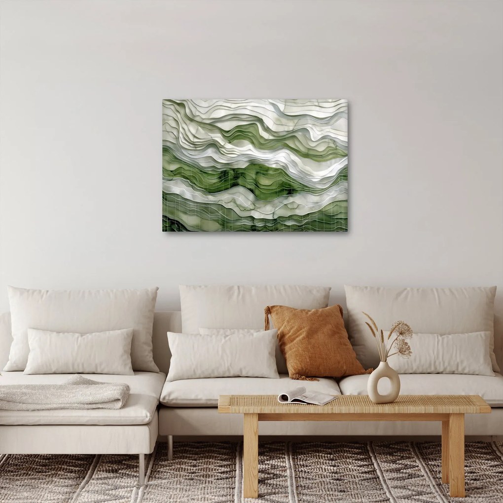 Obraz - Zielone i białe zmarszczki (70x50 cm)