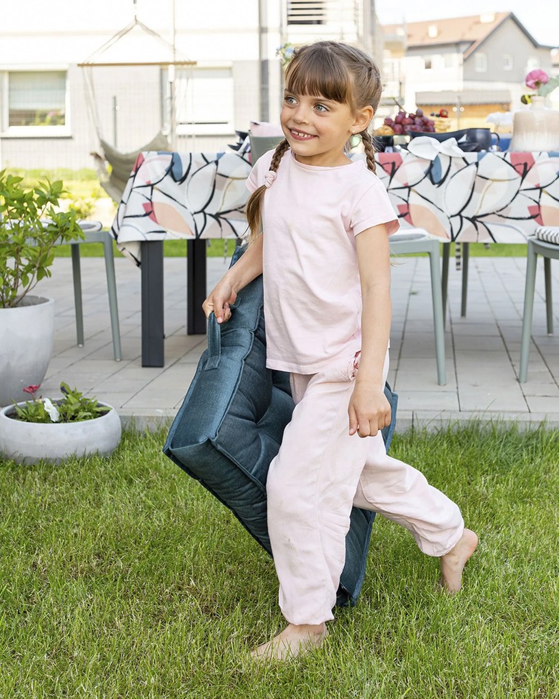 Poduszka na krzesło Kuba kolor szary tkanina wzorzysta