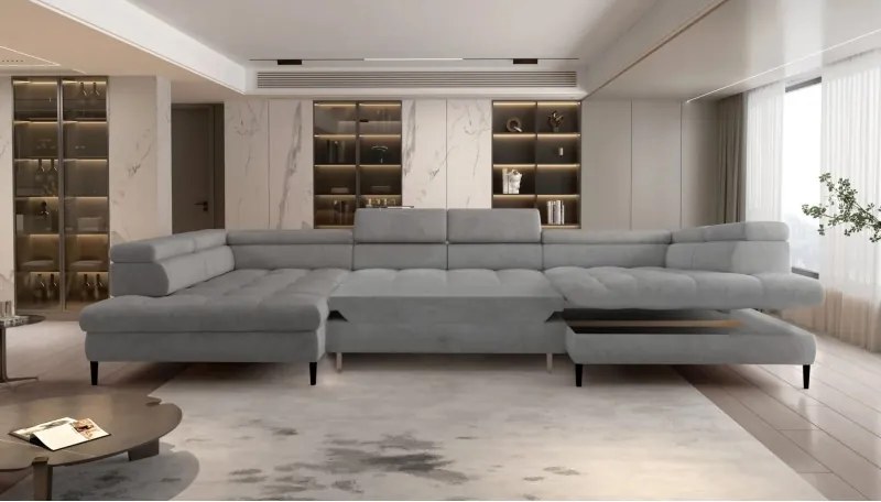 Narożnik VOSS XL układ U z funkcją spania i pojemnikiem WERSAL