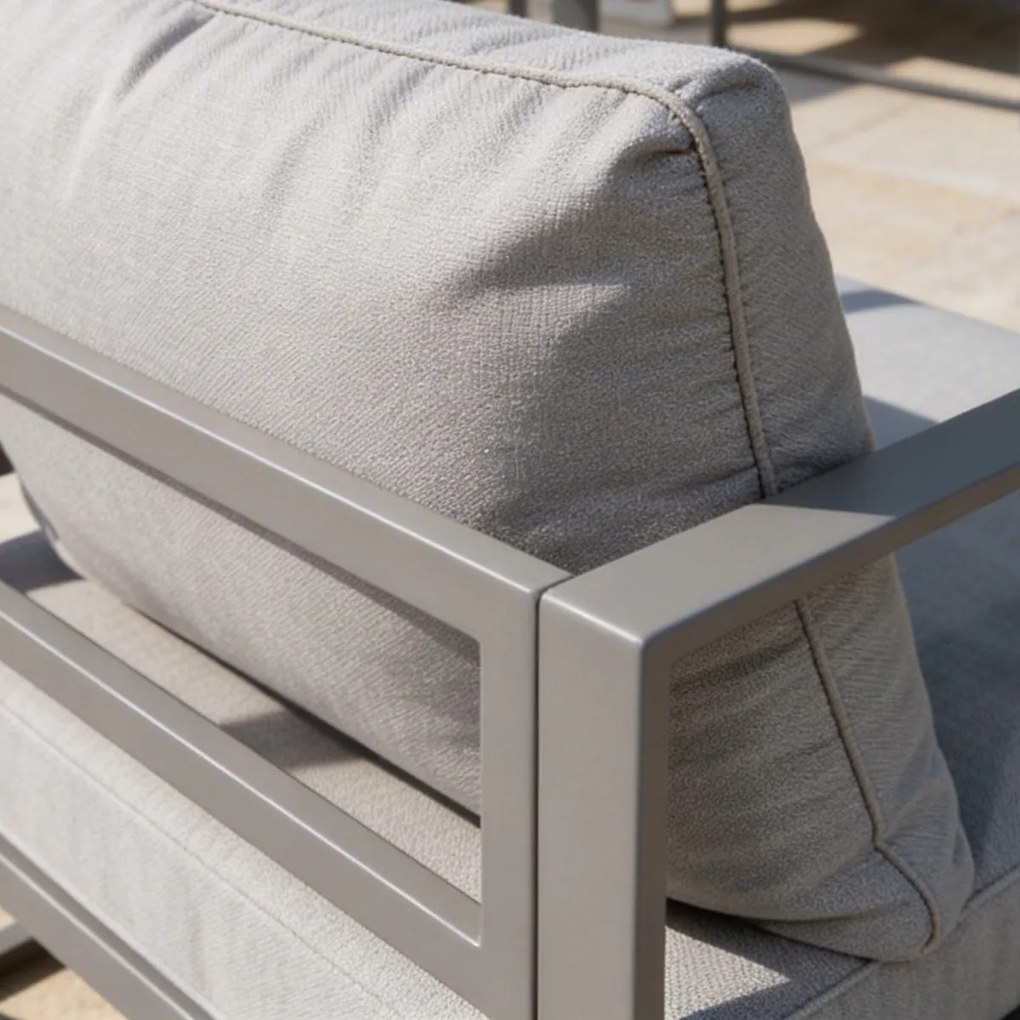 Zestaw mebli ogrodowych Bellagio NM2011-GR z sofami, fotelami i stołem, szary, poduszki szare