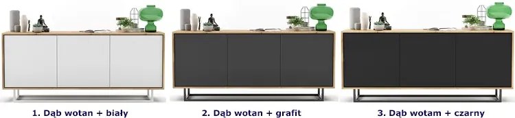 Komoda na nóżkach dąb wotan + grafit - Avila 3X