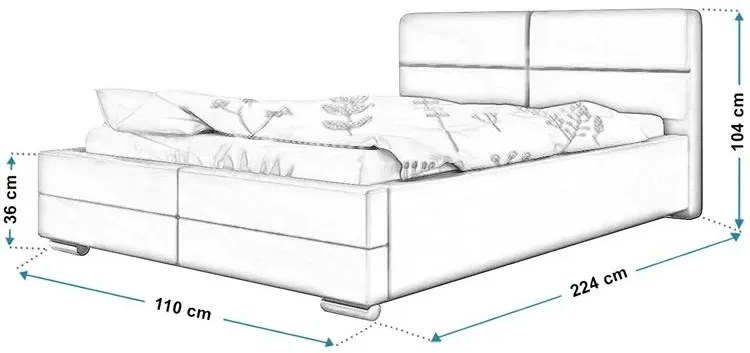 Tapicerowane łóżko ze schowkiem 90x200 Oliban 2X - 36 kolorów