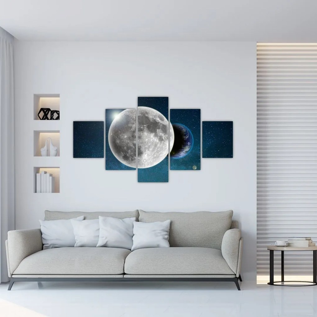 Obraz - Ziemia w zaćmieniu Księżyca (125x70 cm)