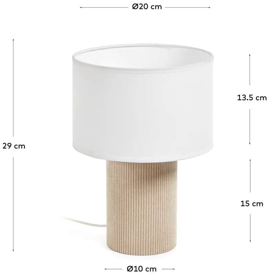 Biała/beżowa lampa stołowa z tekstylnym kloszem (wysokość 29 cm) Bianella – Kave Home
