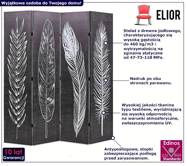 Parawan z obustronnym nadrukiem - Korvi 3X 160 x 170 cm