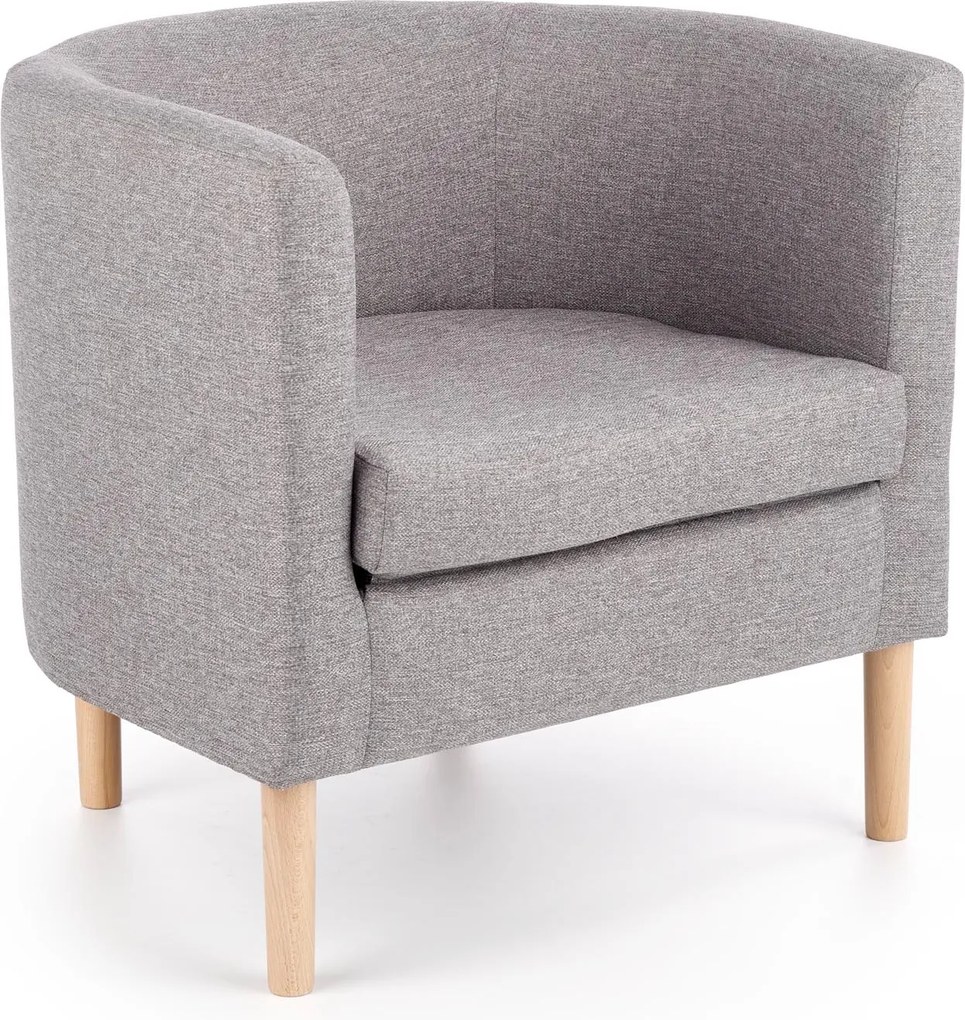 Tapicerowany fotel na drewnianych nóżkach Clubby