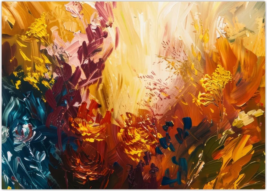 Obraz na szkle - Abstrakcyjny obraz kwiatów (70x50 cm)