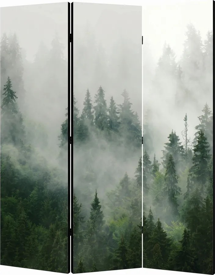 Parawan pokojowy 3-częściowy 135x172 Dwustronny dekoracyjny naturalistyczny skandynawski Mglisty Las Górski