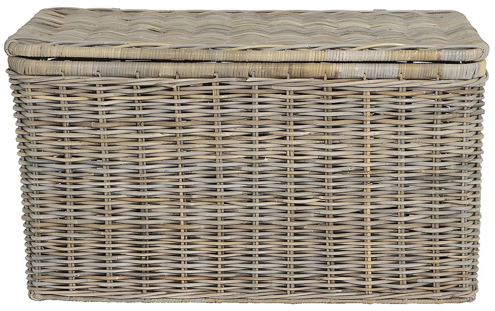 Skrzynia do przechowywania TIMGAD z drewna kubu – 100 × 55 × 55 cm (dł. × szer. × wys.) – kolor szary naturalny