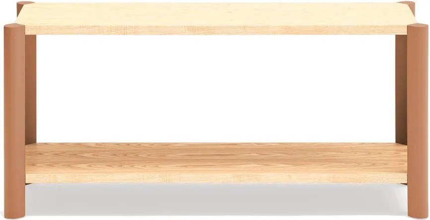 Ceglasty/w jasnym naturalnym kolorze regał w dekorze dębu 126x59x43 cm Bona – Teulat