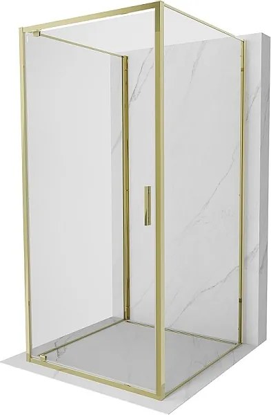Mexen Exo-3S kabina prysznicowa 3-ścienna uchylna 95 x 95 cm, transparent, złota - 8181-095-095-50-00-3S