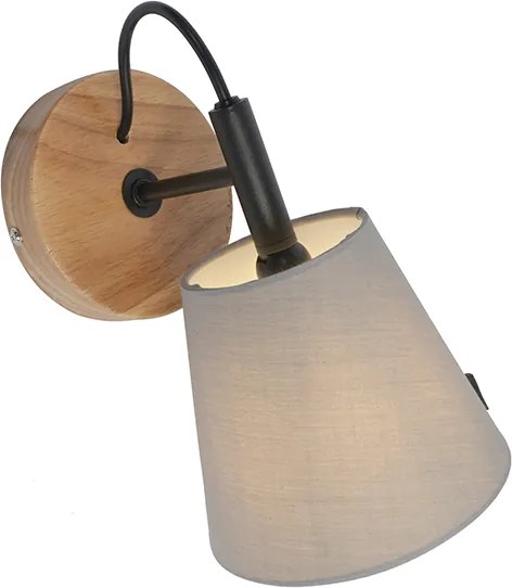 Rustykalna lampa ścienna drewniana z szarym - Cupy