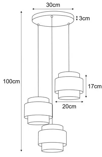 Potrójna lampa wisząca z abażurami nad stół - A532 P4-T59