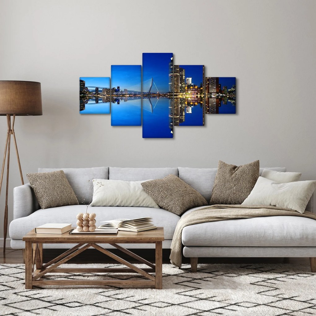Zdjęcie - Rotterdam nocą (125x70 cm)