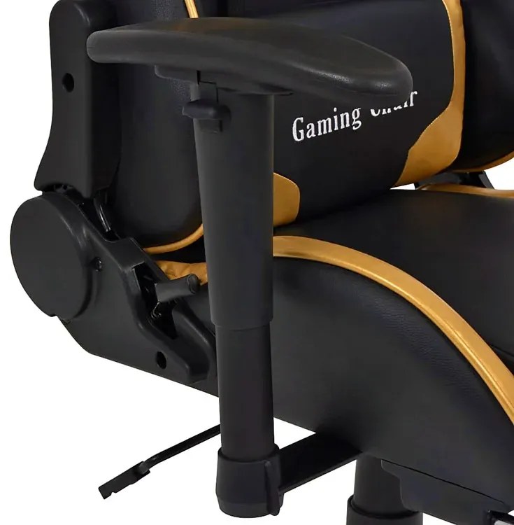 Czarno-złoty fotel gamingowy regulowany - Gilvo