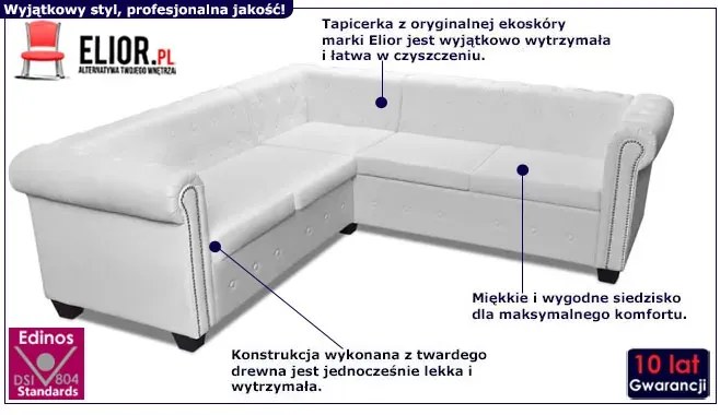 5-osobowy biały narożnik w stylu S2-K64