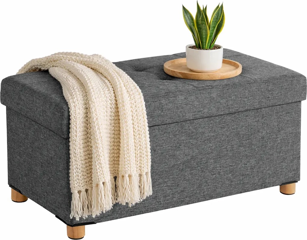 Szara prostokątna pufa ze schowkiem  Z8-F57