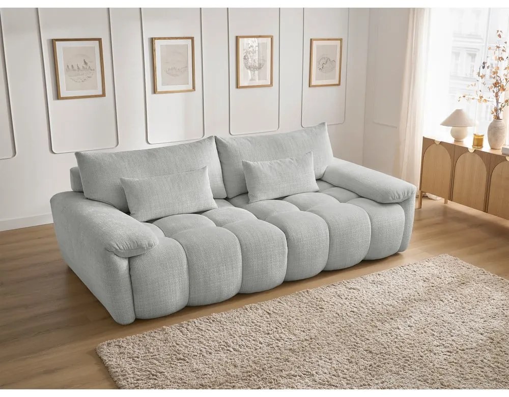 Jasnoszara sofa z tkaniny szenilowej 264 cm Ivane – Bobochic Paris