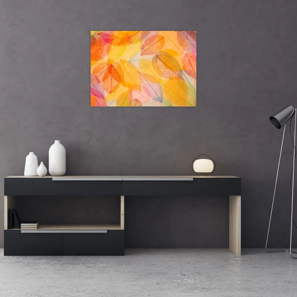Obraz na szkle - Tło z jesiennych liści (70x50 cm)