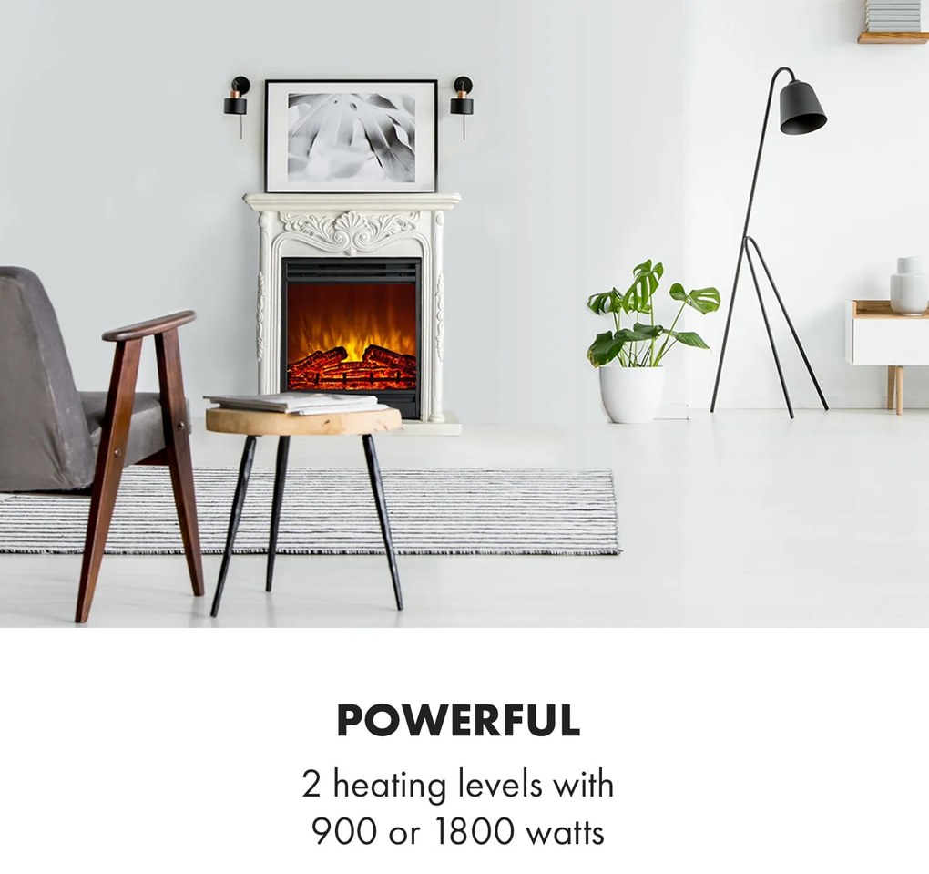 Klarstein Lienz 1800W 60cm Kominek Elektryczny Dekoracyjny Biały