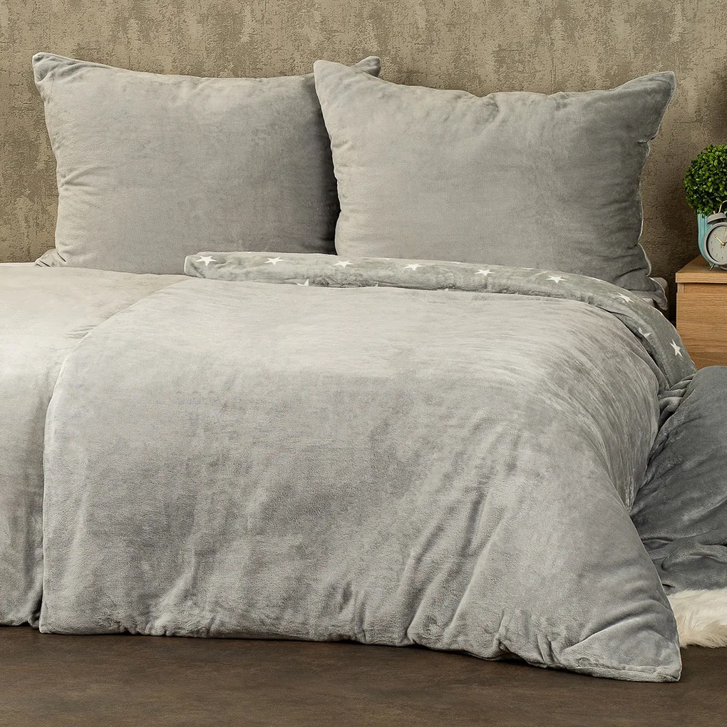 4Home Pościel mikroflanela Stars grey, 140 x 200 cm, 70 x 90 cm