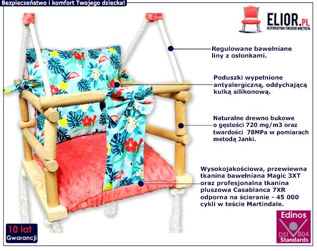 Rosnąca huśtawka dla dziecka we flamingi - Raxan