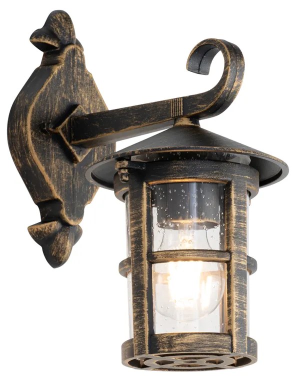 Klasyczna lampa ścienna zewnętrzna antyczne złoto IP44 - Herb