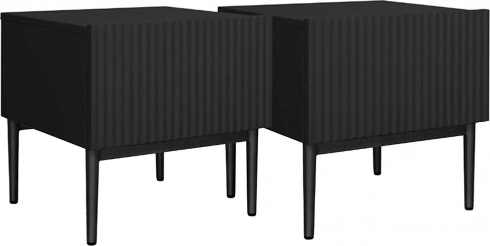 Zestaw szafek nocnych Nicole 46 cm - czarny / czarne nóżki