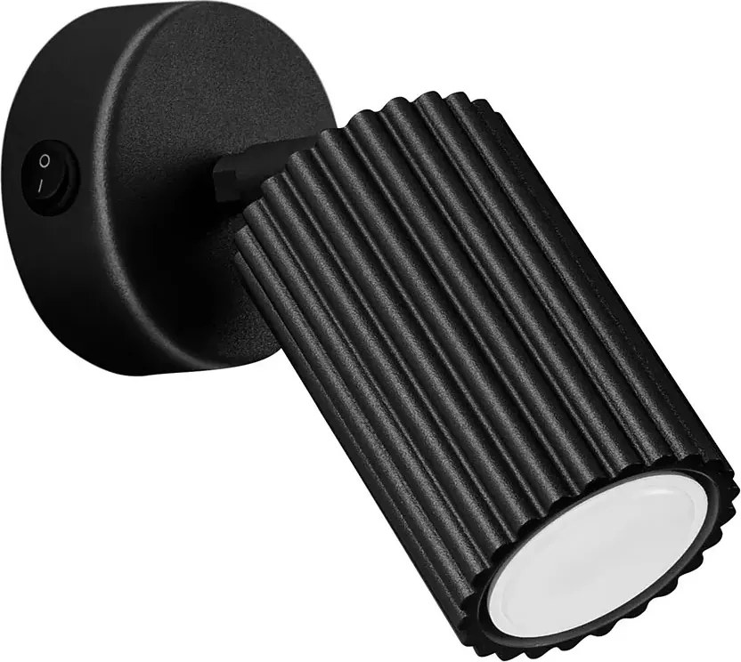 Czarny metalowy kinkiet z włącznikiem - D291 D1-M15