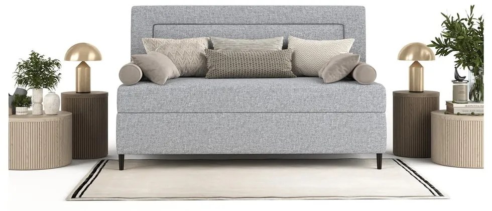Szare tapicerowane łóżko jednoosobowe 100x200 cm Alba – Maison de Rêve