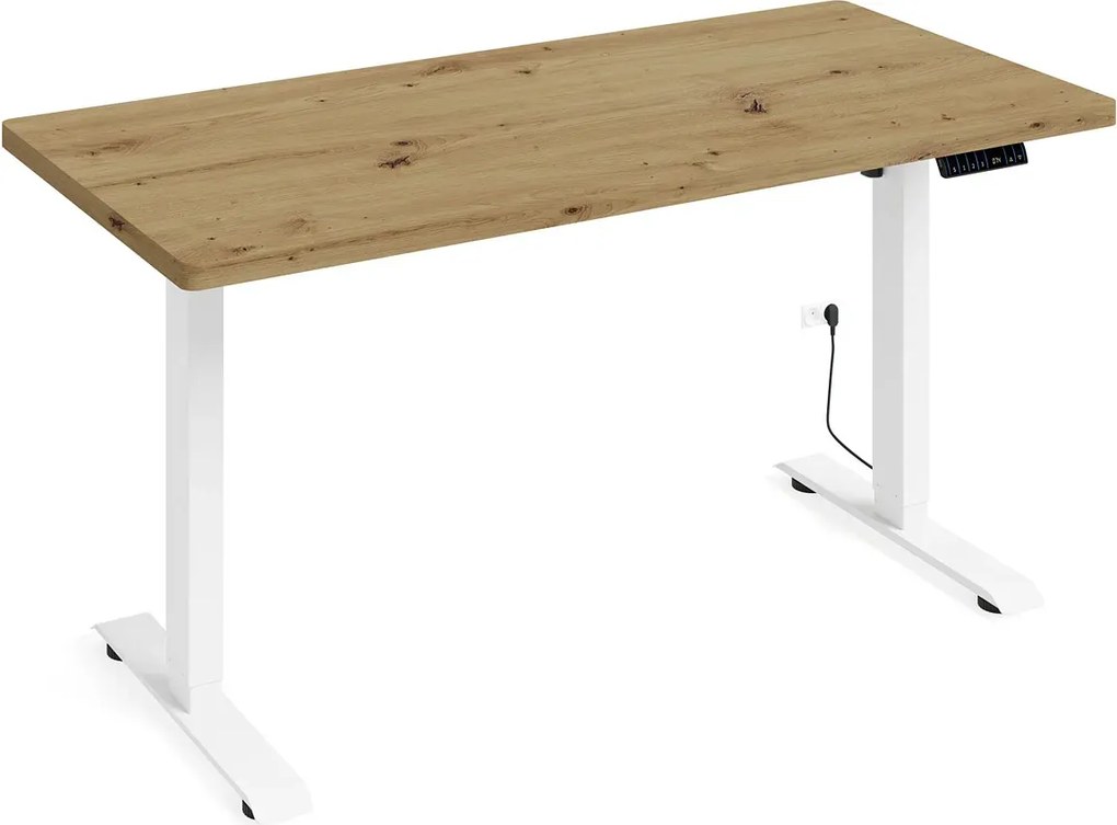 Regulowane biurko dąb artisan + biały L0-D89