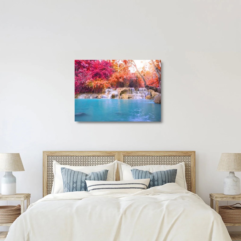 Obraz na szkle turkusowej laguny, Laos, Tat Kuang Si (70x50 cm)