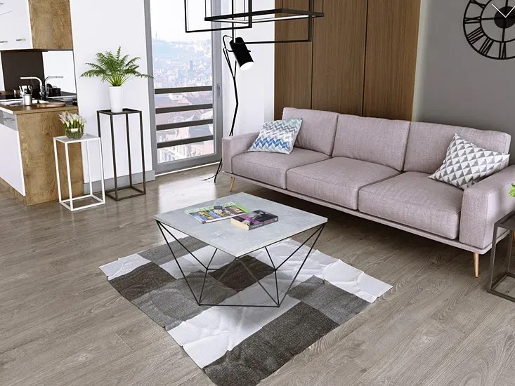 Druciany stolik kawowy beton + czarny - Mokita 4X